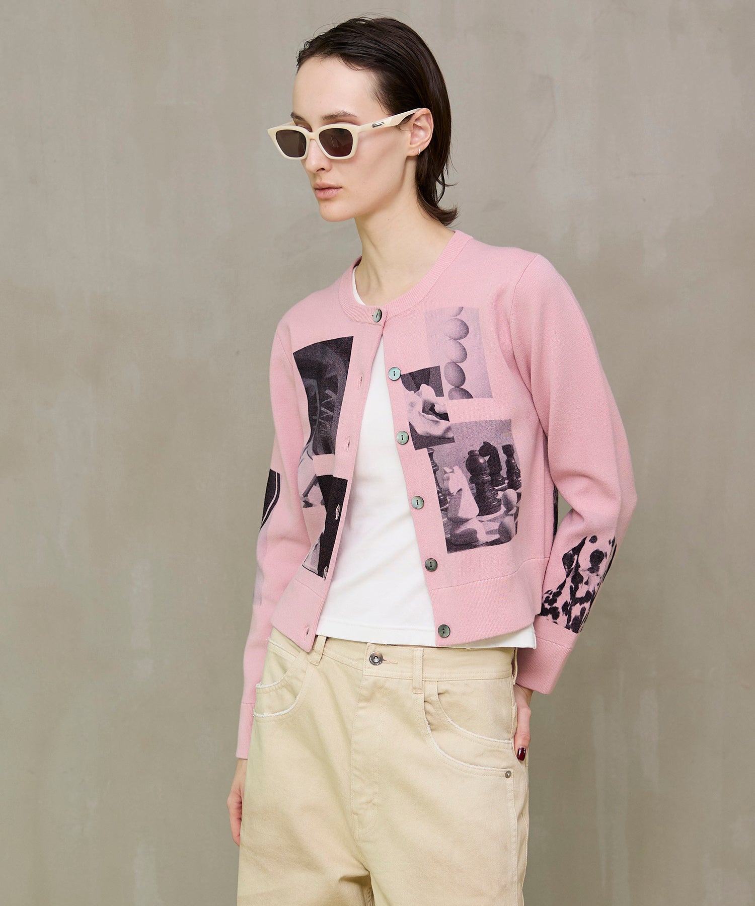 【26SPRING PRE-ORDER】Photo Collage Compact Knit Cardigan
