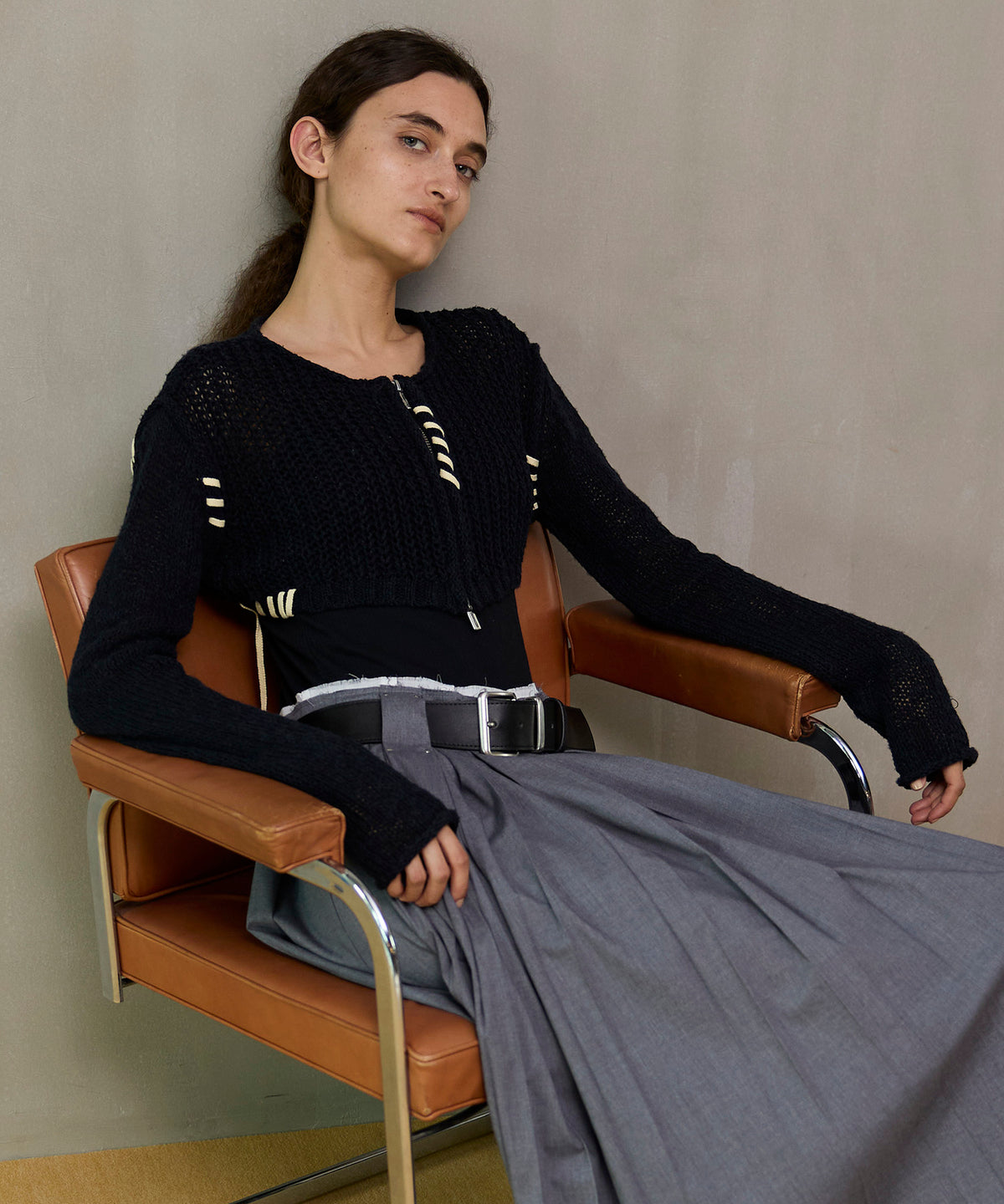 【26SPRING PRE-ORDER】Zip Short Cardigan with Babouche Collar