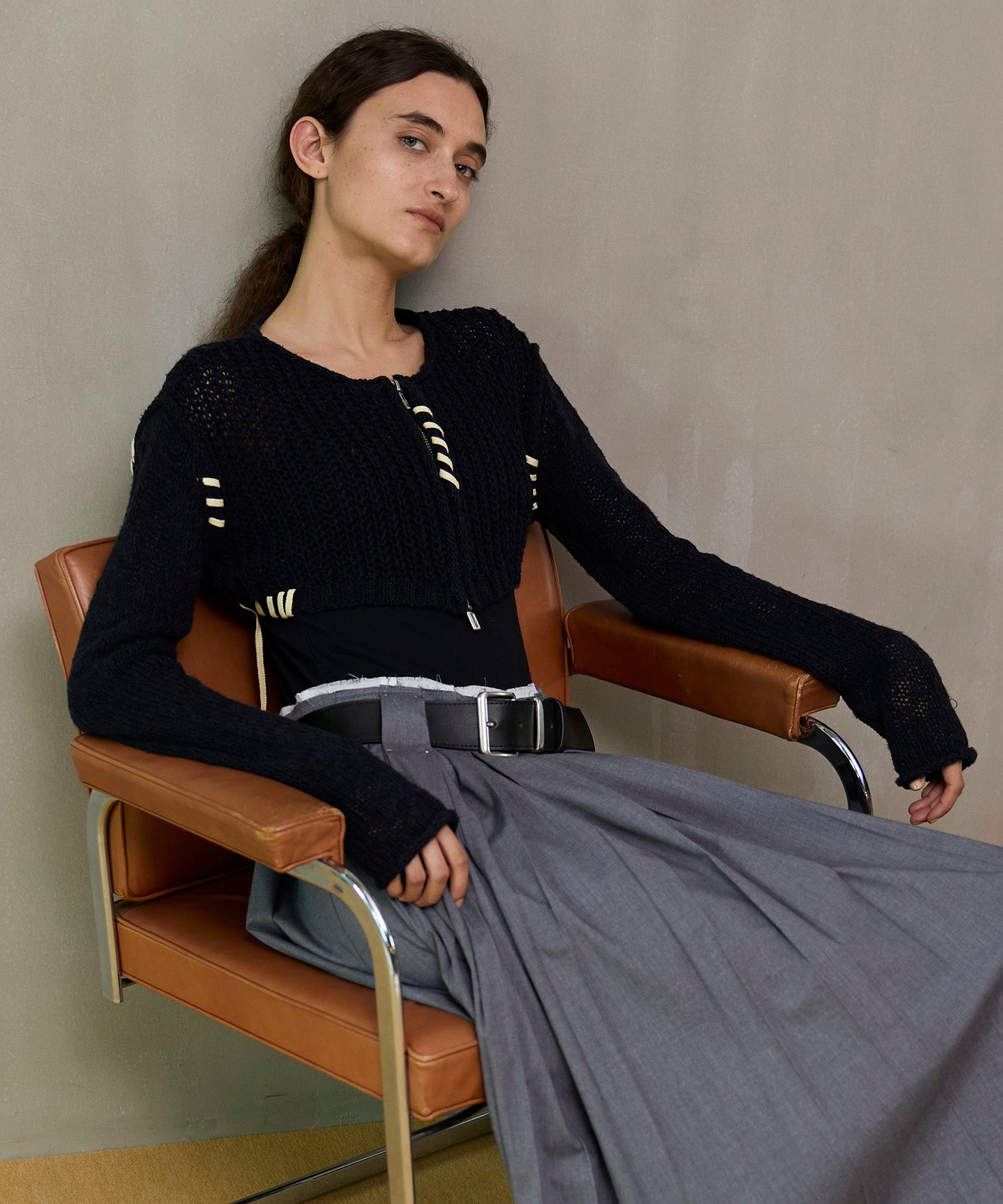 【26SPRING PRE-ORDER】Zip Short Cardigan with Babouche Collar