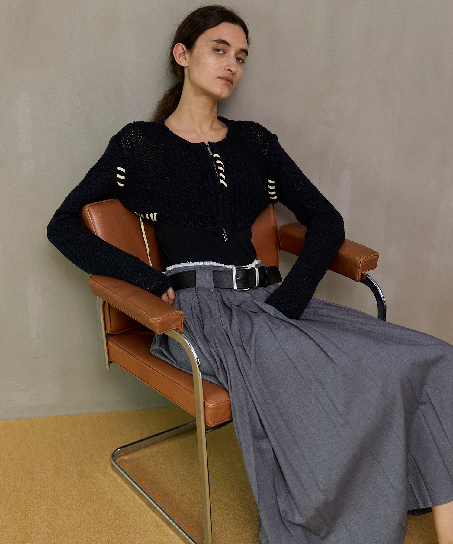 【26SPRING PRE-ORDER】Zip Short Cardigan with Babouche Collar