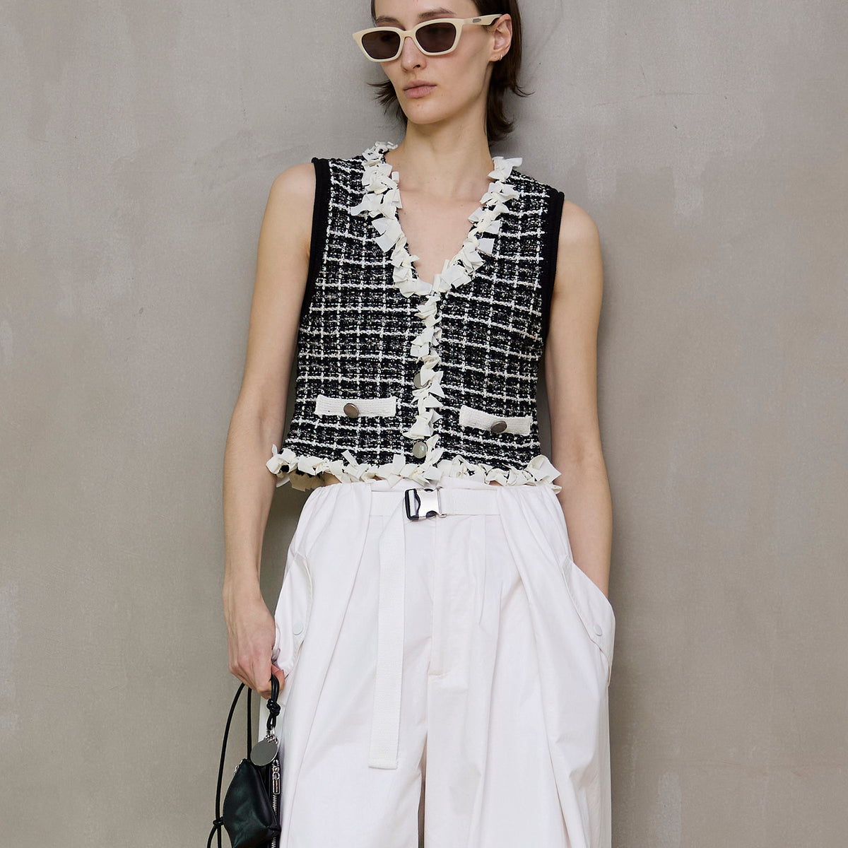 トップス candy tweed vest/white 中古・古着通販】maison de Dolce. (メゾンドドルチェ) candy tweed