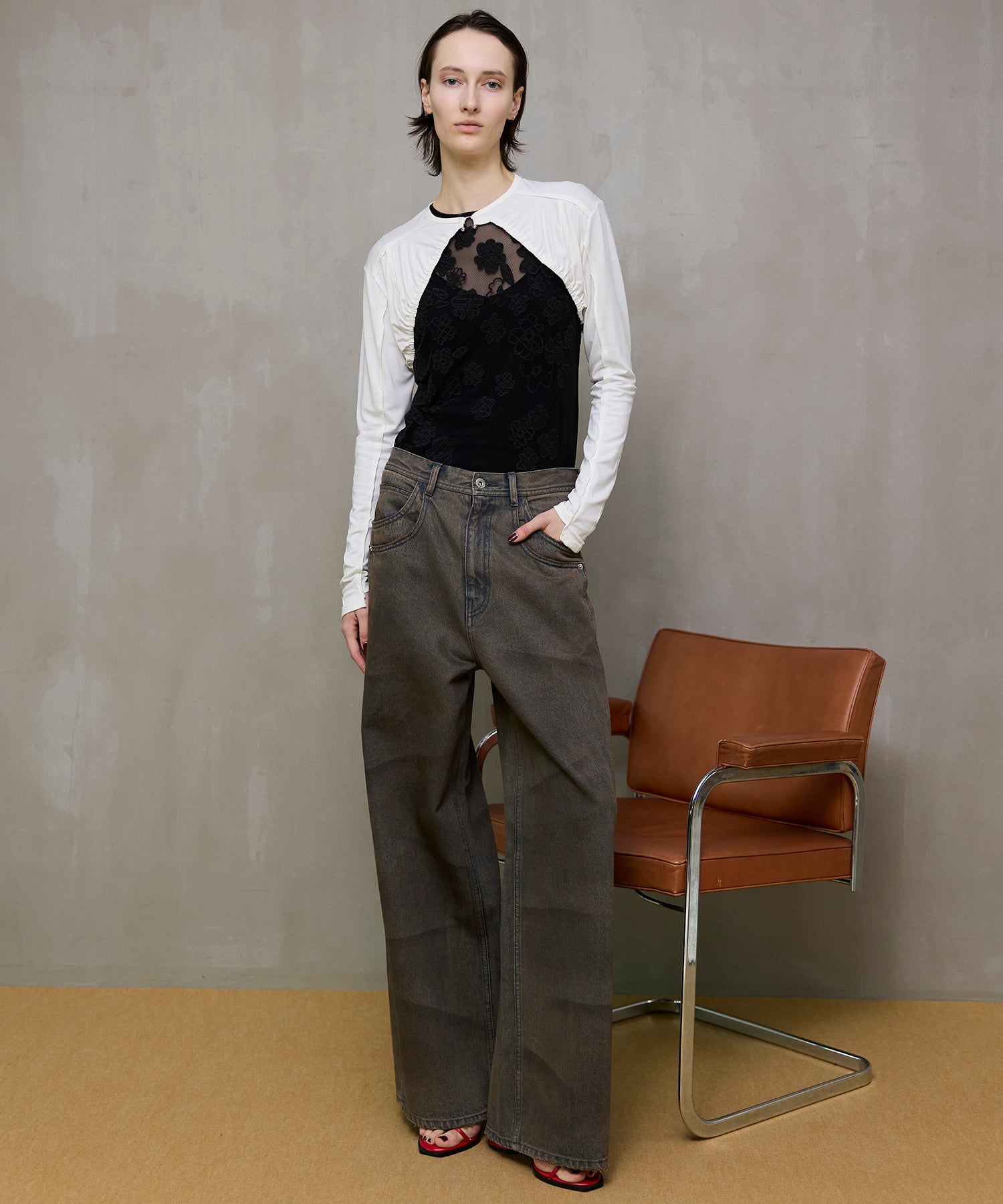 【26SPRING PRE-ORDER】Flower Embroidery Sheer Tops