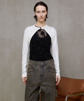【26SPRING PRE-ORDER】Flower Embroidery Sheer Tops