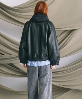 [25AW 사전 주문] 양 가죽 스탠드 칼라 블루슨