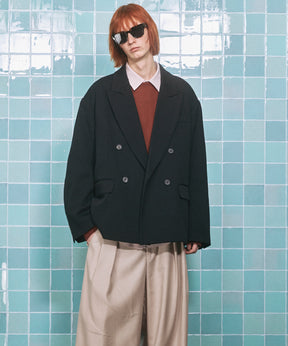 4 색 샹 브레이 세탁 가능한 양모 피크 라펠 더블 가슴 재킷