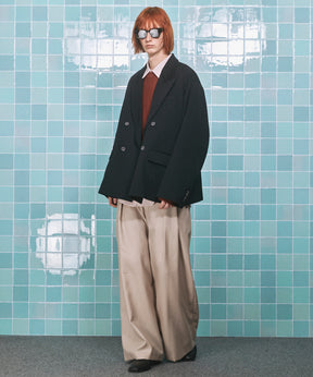 4 색 샹 브레이 세탁 가능한 양모 피크 라펠 더블 가슴 재킷