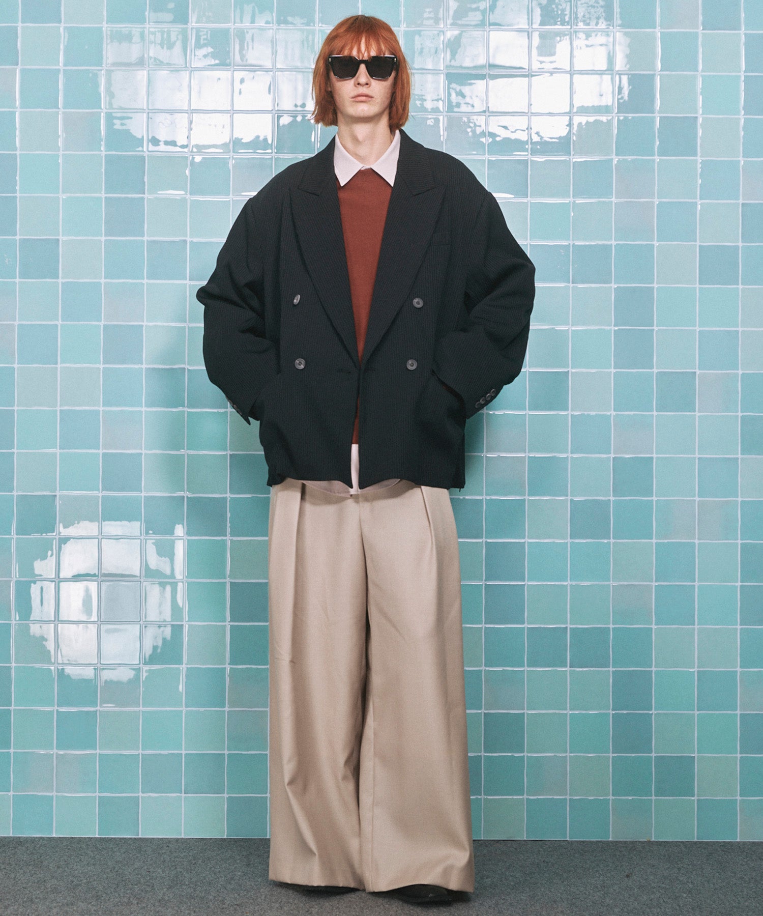 4 Colors CHAMBRAY WASHABLE WOOL BAGGY WIDE PANTS