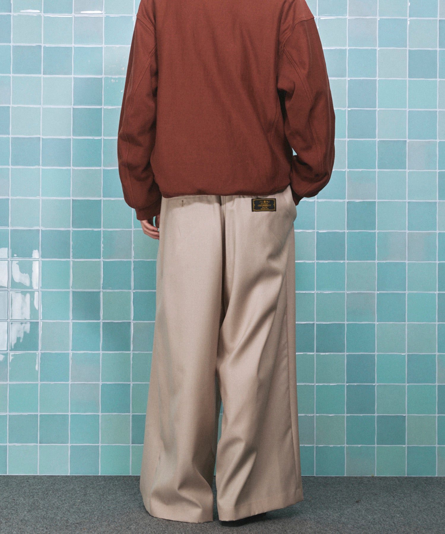 4 Colors CHAMBRAY WASHABLE WOOL BAGGY WIDE PANTS