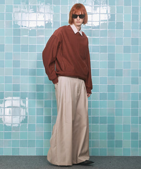 4 Colors CHAMBRAY WASHABLE WOOL BAGGY WIDE PANTS