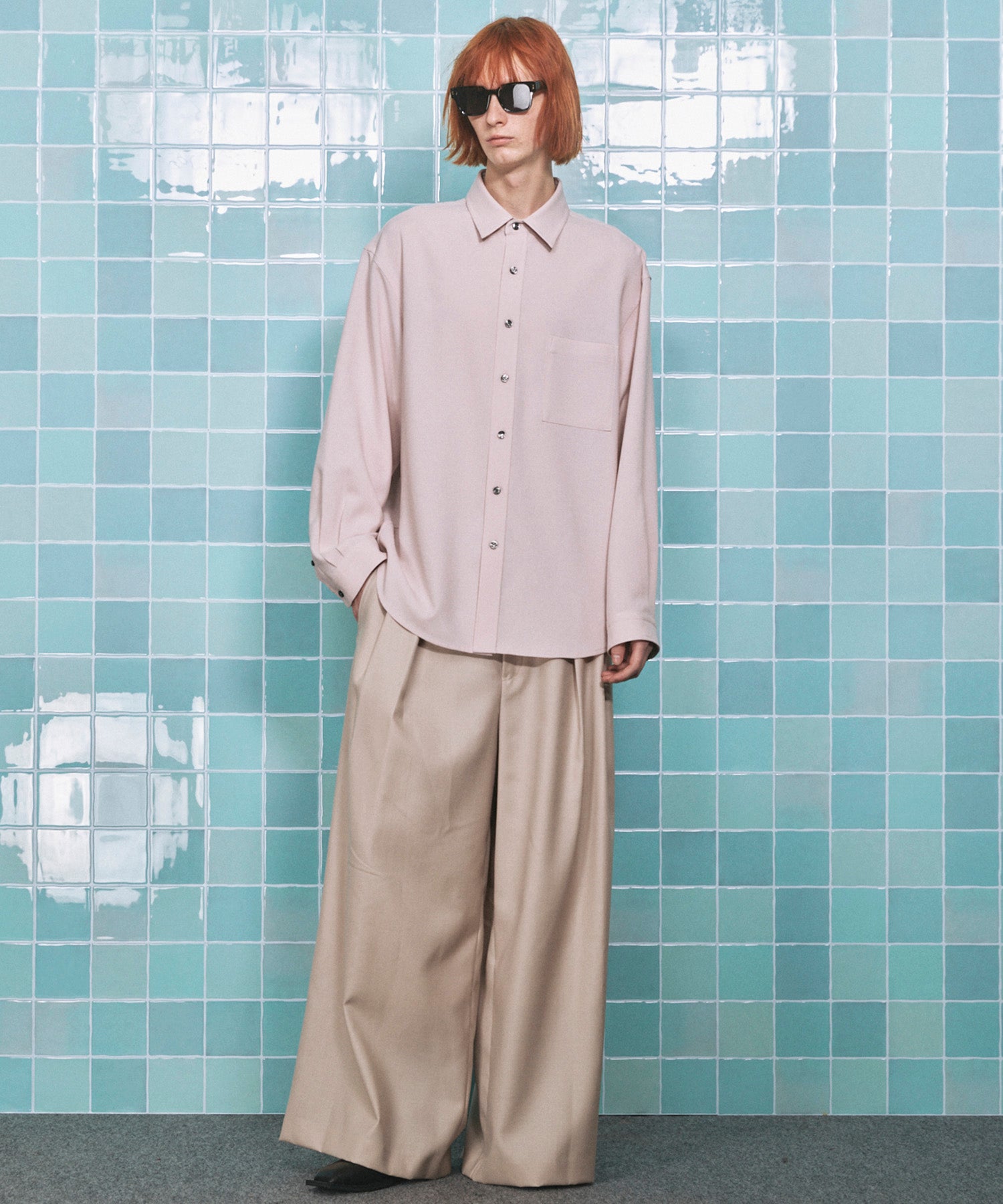 4 Colors CHAMBRAY WASHABLE WOOL BAGGY WIDE PANTS