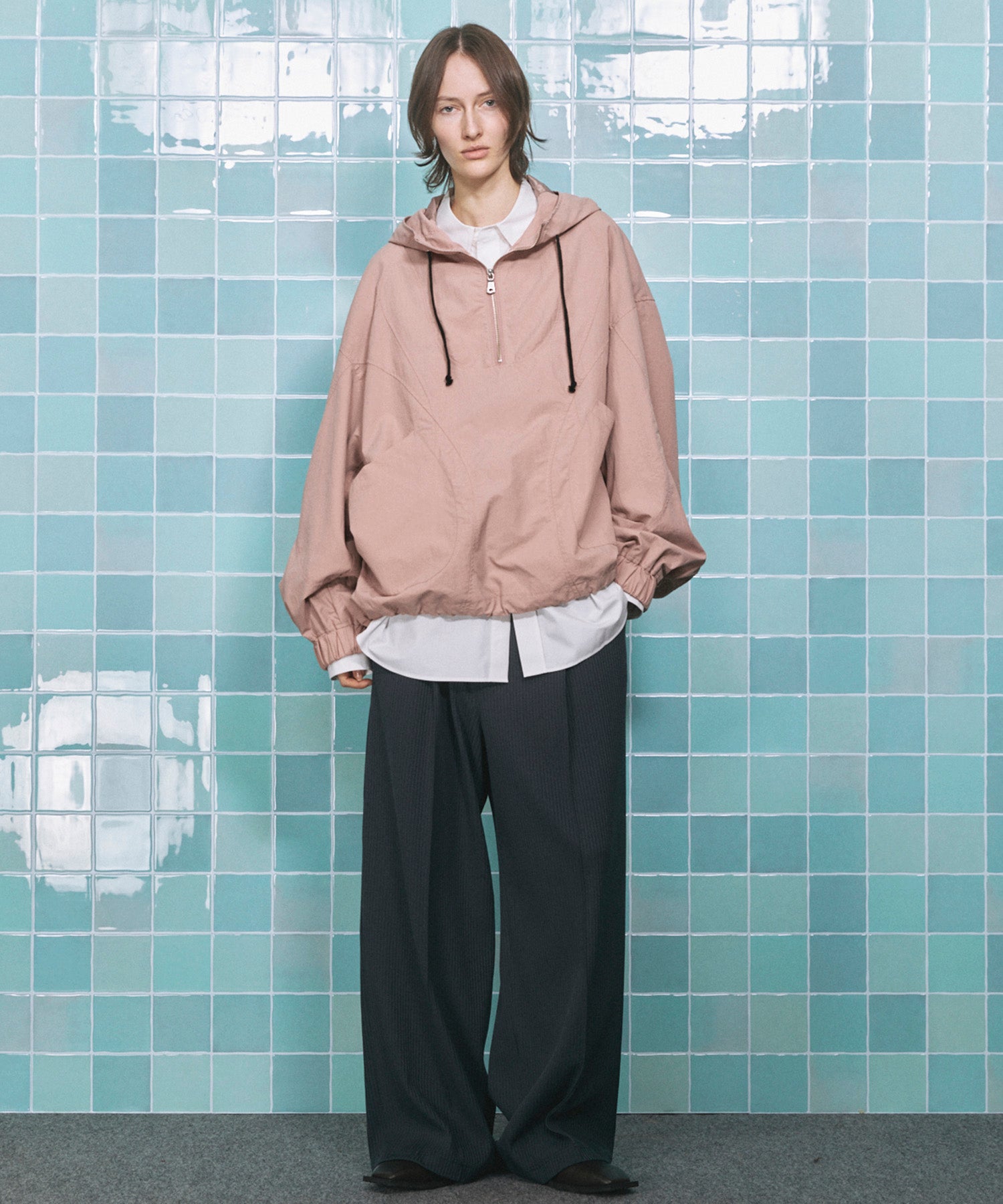 4 색 샹 브레이 세탁 가능한 양모 피크 라펠 더블 가슴 재킷