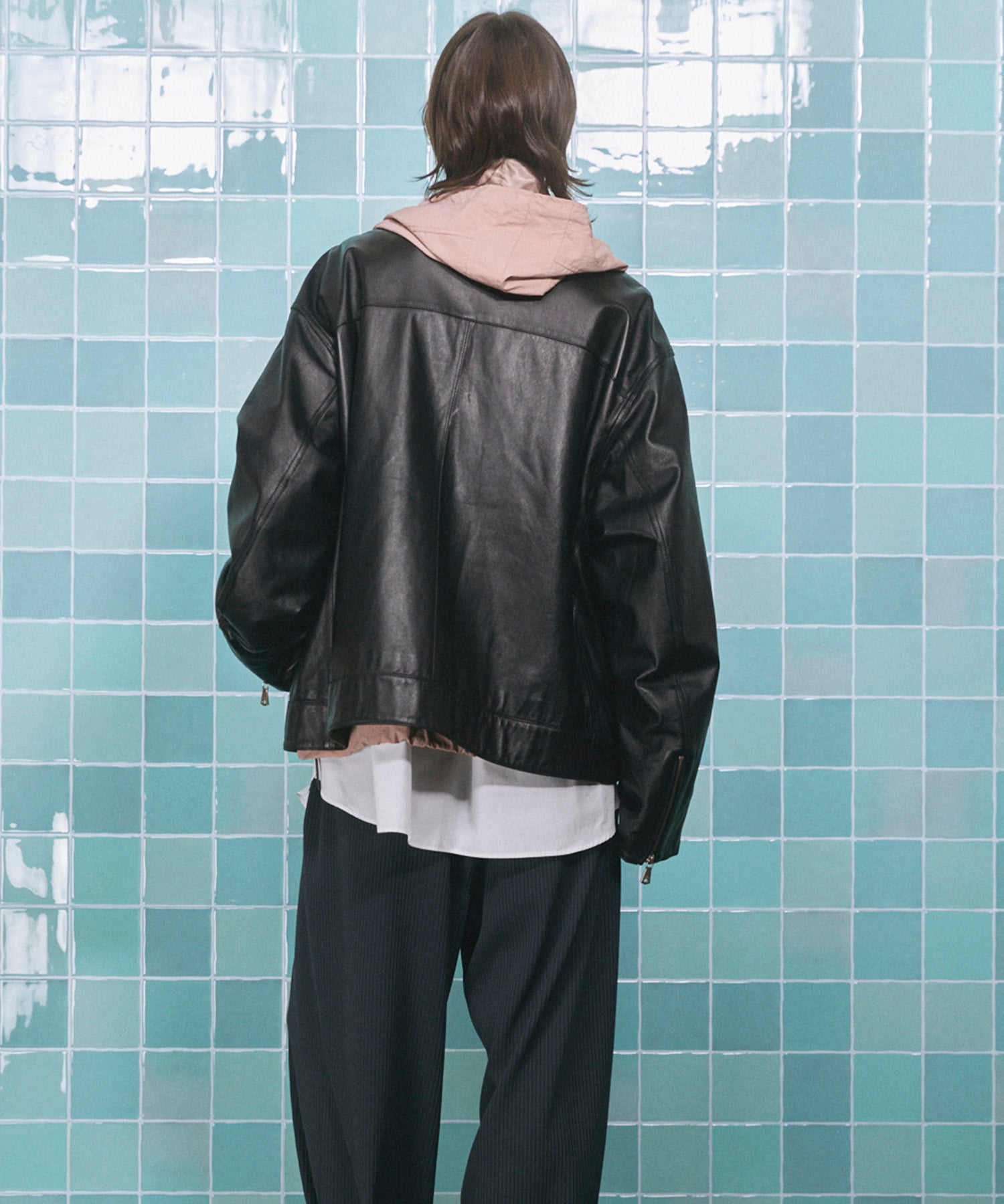 Sheep Leather Single Riders Collared Jacket