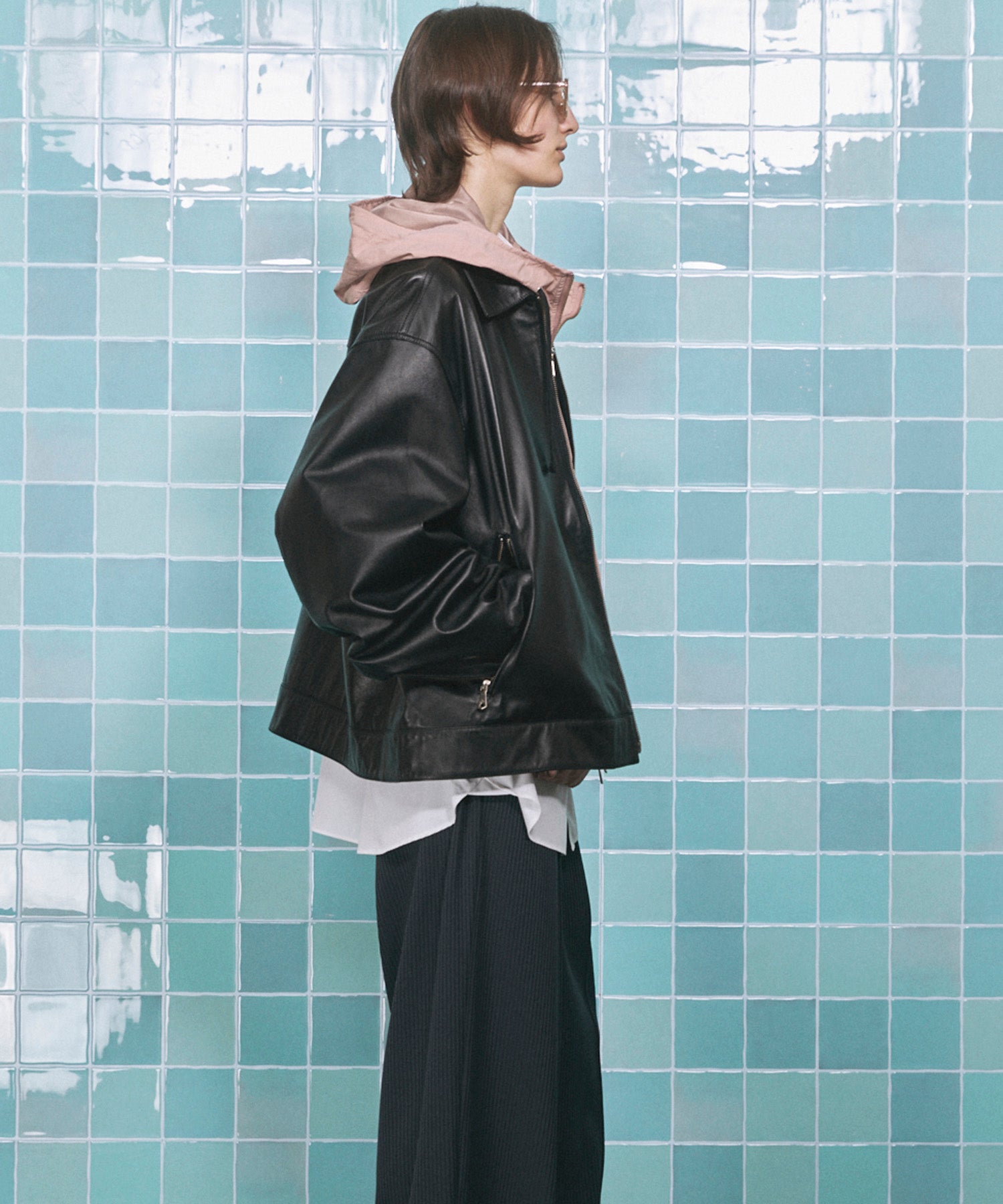 Sheep Leather Single Riders Collared Jacket