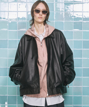 Sheep Leather Single Riders Collared Jacket