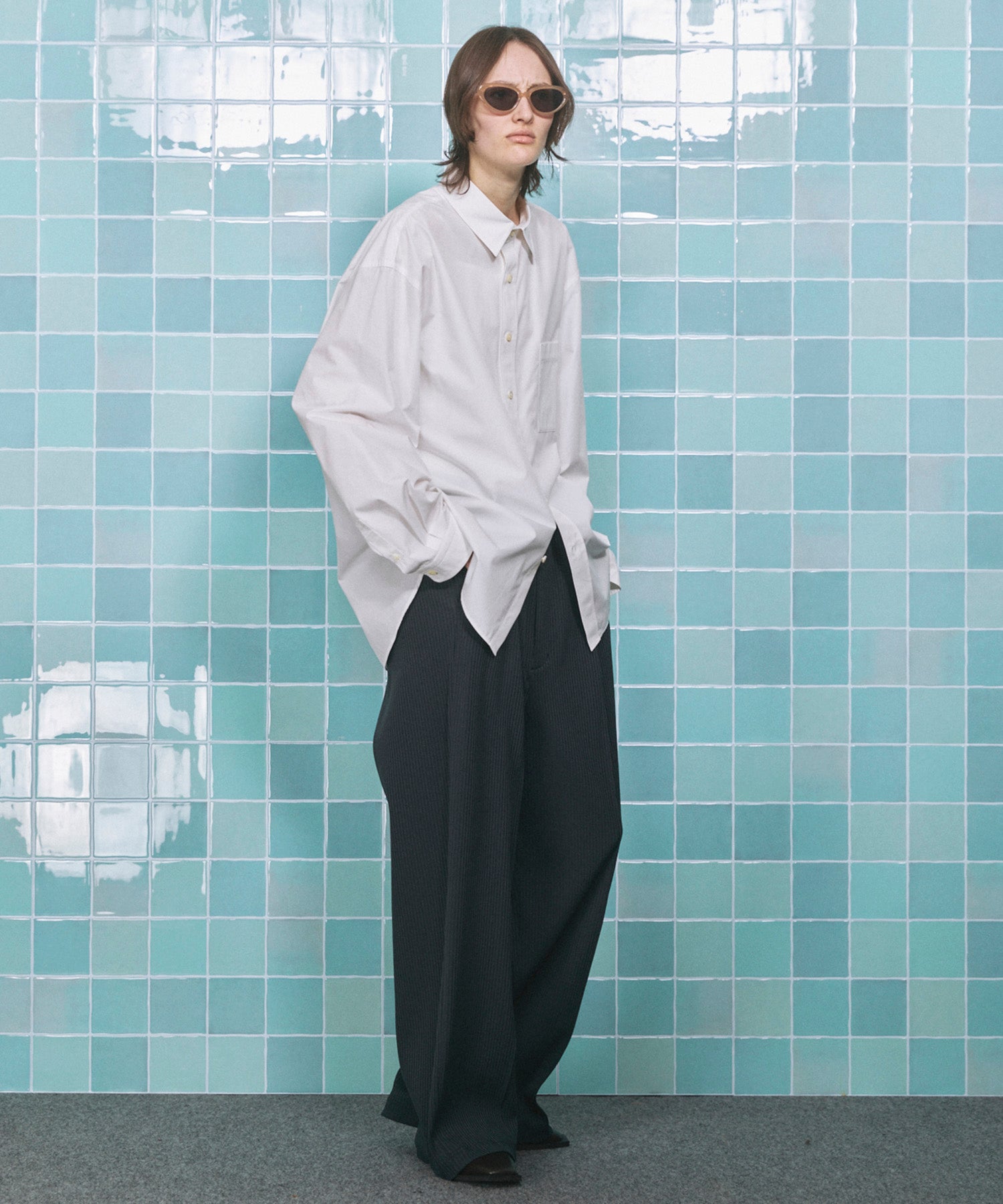 4 색 샹 브레이 세탁 가능한 양모 피크 라펠 더블 가슴 재킷