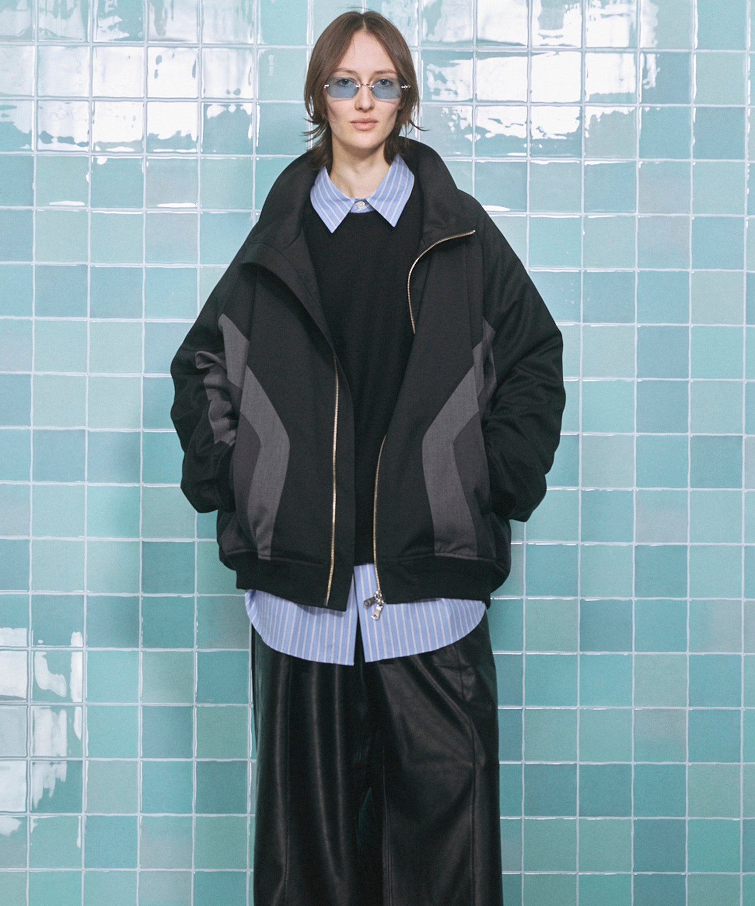 4 Colors Chambray Washable Wool Peaked Lapel Double Breasted Jacket