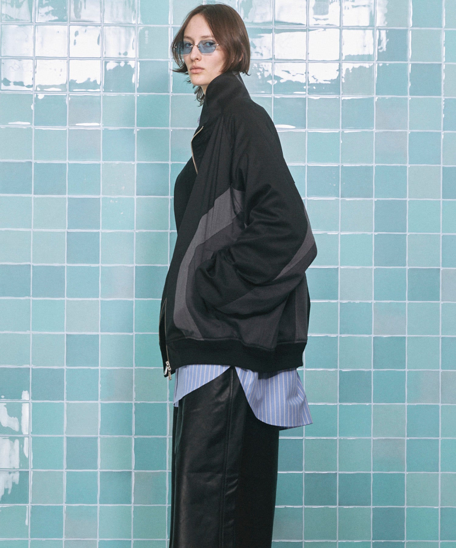 4 Colors Chambray Washable Wool Peaked Lapel Double Breasted Jacket