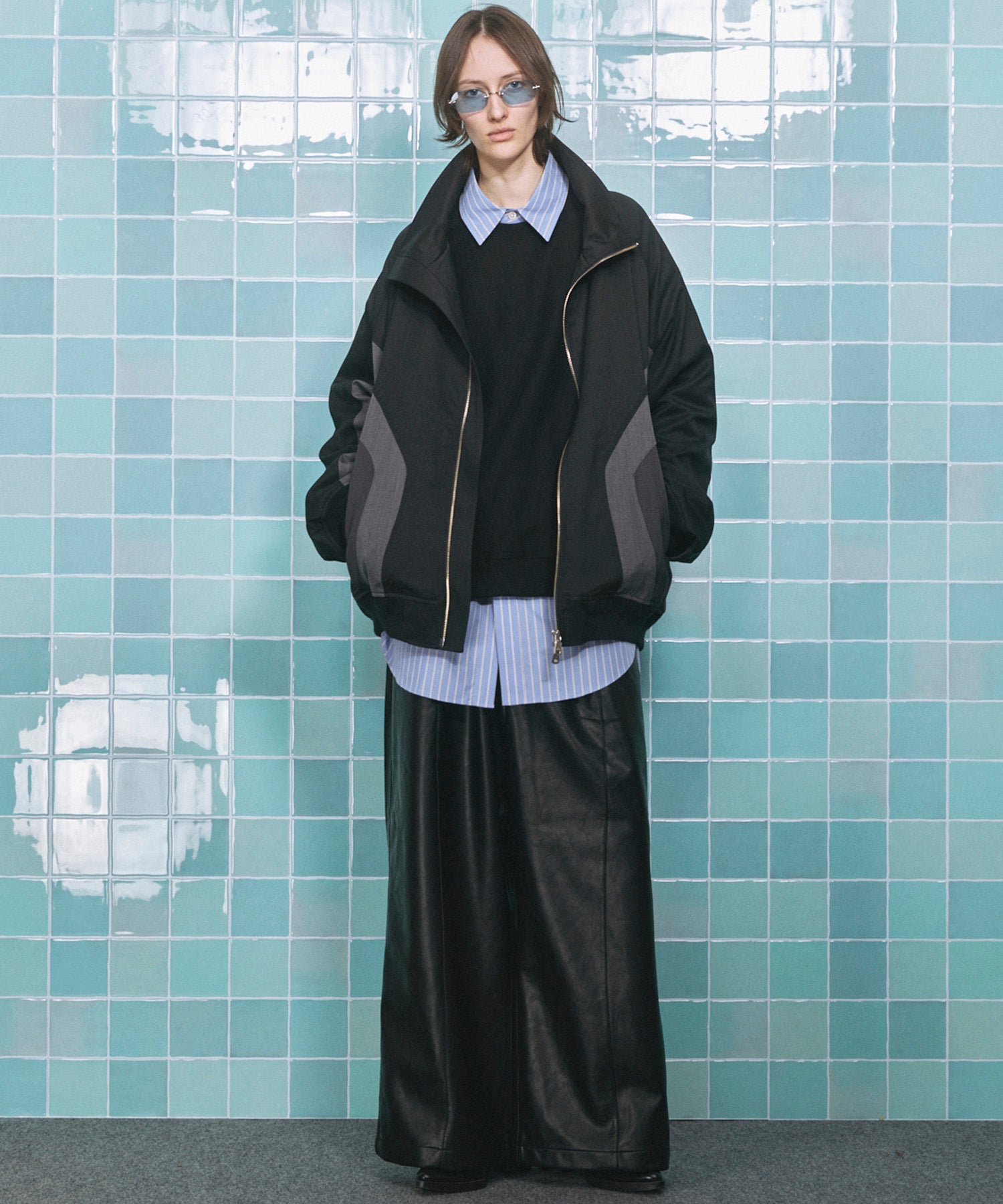 4 색 샹 브레이 세탁 가능한 양모 피크 라펠 더블 가슴 재킷