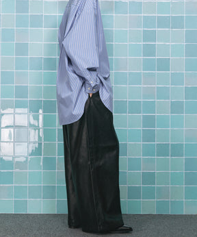 인공 가죽 핀 턱 넓은 바지