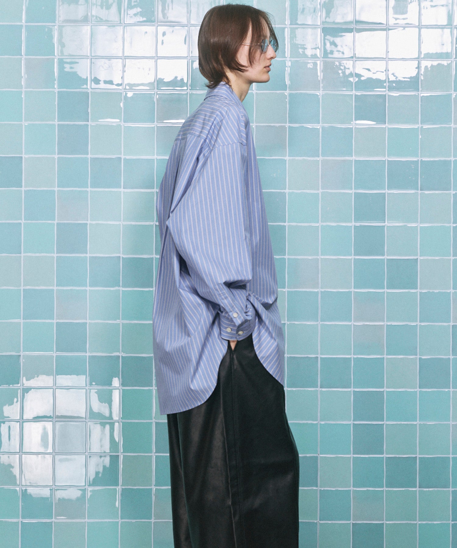 4 색 샹 브레이 세탁 가능한 양모 피크 라펠 더블 가슴 재킷