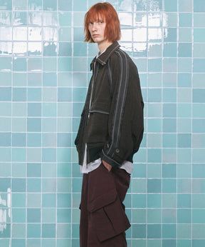 4 색 샹 브레이 세탁 가능한 양모 피크 라펠 더블 가슴 재킷