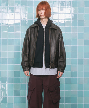 [25AW 사전 주문] 양 가죽 스탠드 칼라 블루슨