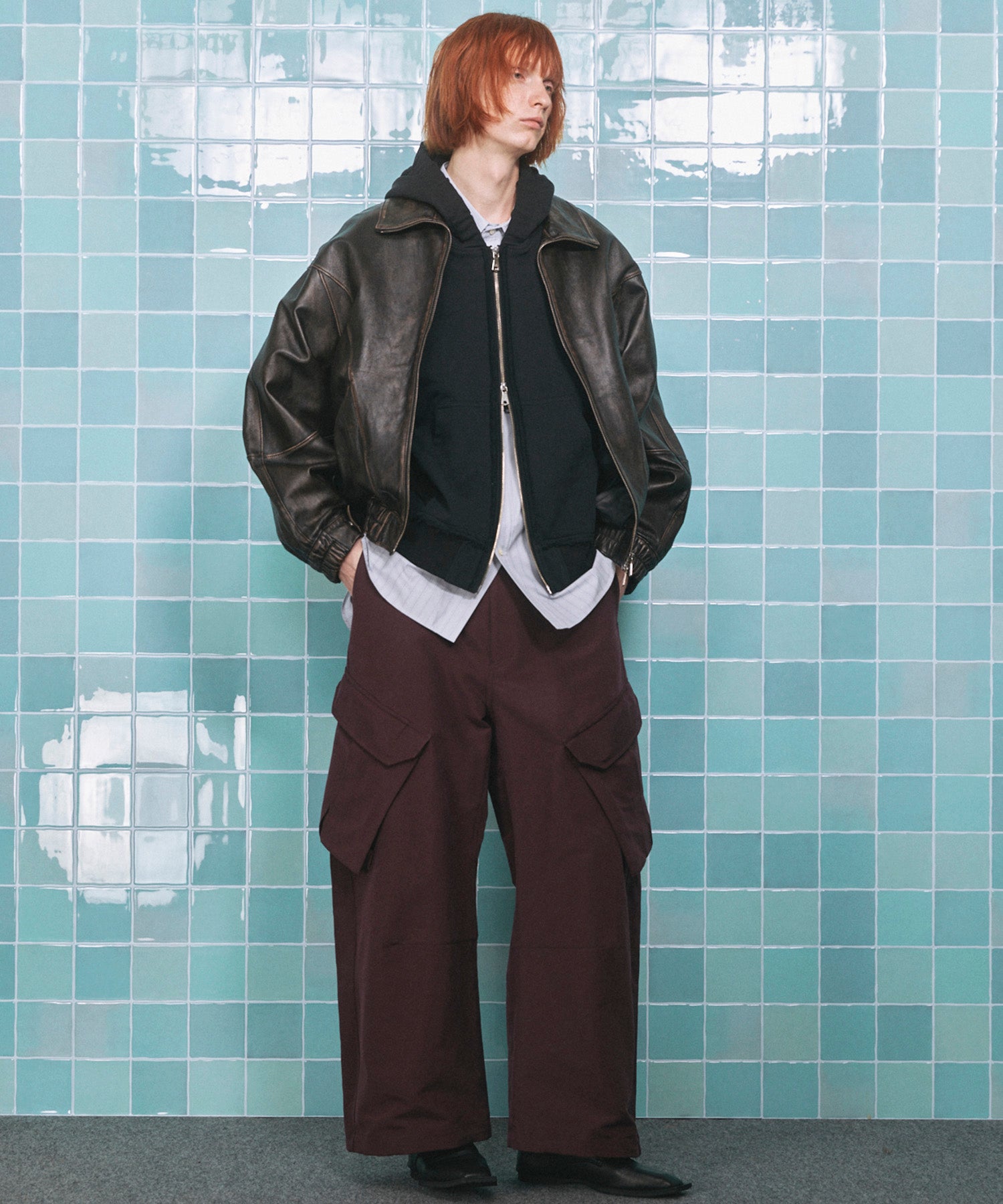 [25AW 사전 주문] 양 가죽 스탠드 칼라 블루슨