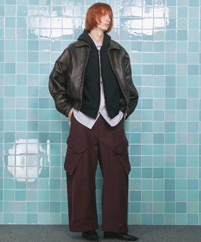 [25AW 사전 주문] 양 가죽 스탠드 칼라 블루슨