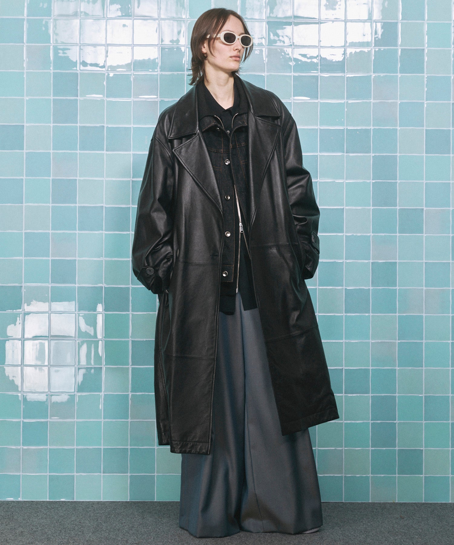 4 색 샹 브레이 세탁 가능한 양모 피크 라펠 더블 가슴 재킷