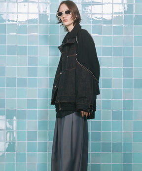 4 Colors Chambray Washable Wool Peaked Lapel Double Breasted Jacket