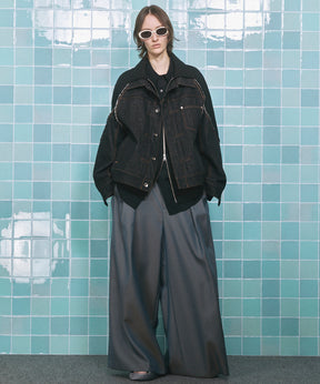 4 Colors CHAMBRAY WASHABLE WOOL BAGGY WIDE PANTS