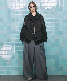 4 색 샹 브레이 세탁 가능한 양모 피크 라펠 더블 가슴 재킷