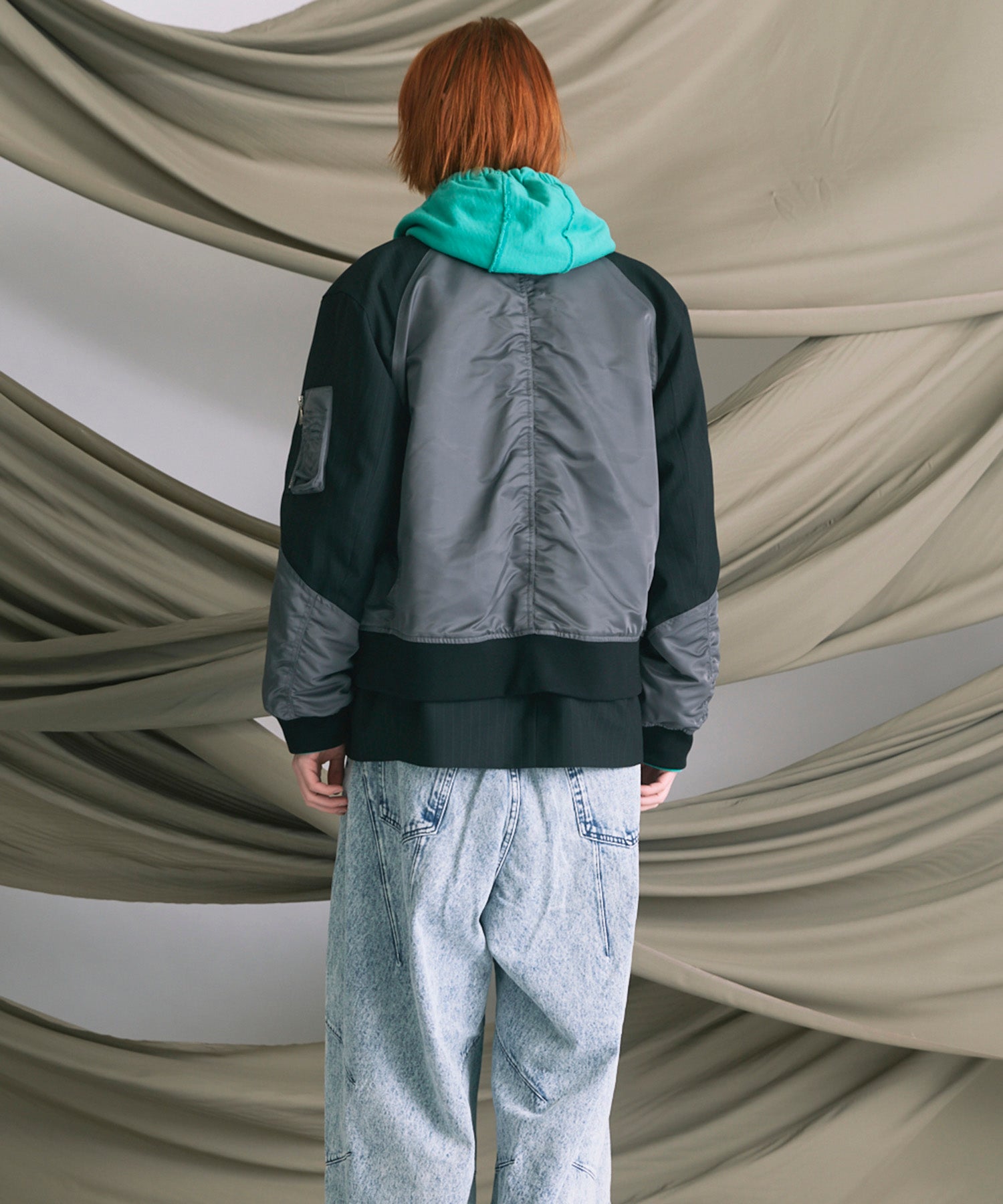 4 Colors Chambray Washable Wool Peaked Lapel Double Breasted Jacket