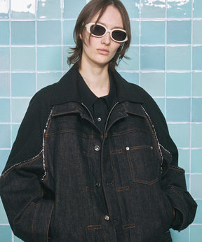 4 Colors Chambray Washable Wool Peaked Lapel Double Breasted Jacket