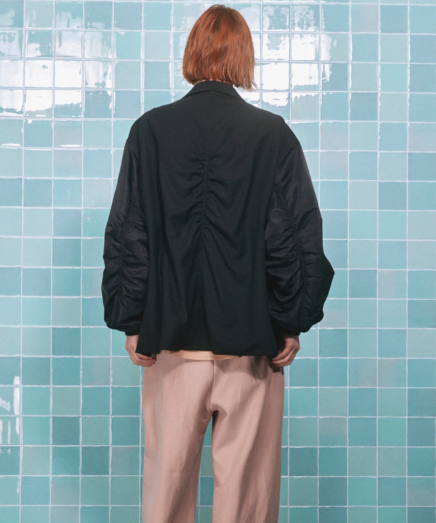 4 색 샹 브레이 세탁 가능한 양모 피크 라펠 더블 가슴 재킷