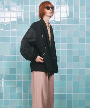 4 색 샹 브레이 세탁 가능한 양모 피크 라펠 더블 가슴 재킷