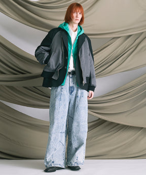 4 Colors Chambray Washable Wool Peaked Lapel Double Breasted Jacket