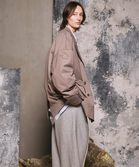 Wool Mix Smooth Prime-Over Peaked Lapel Double Tailored Jacket