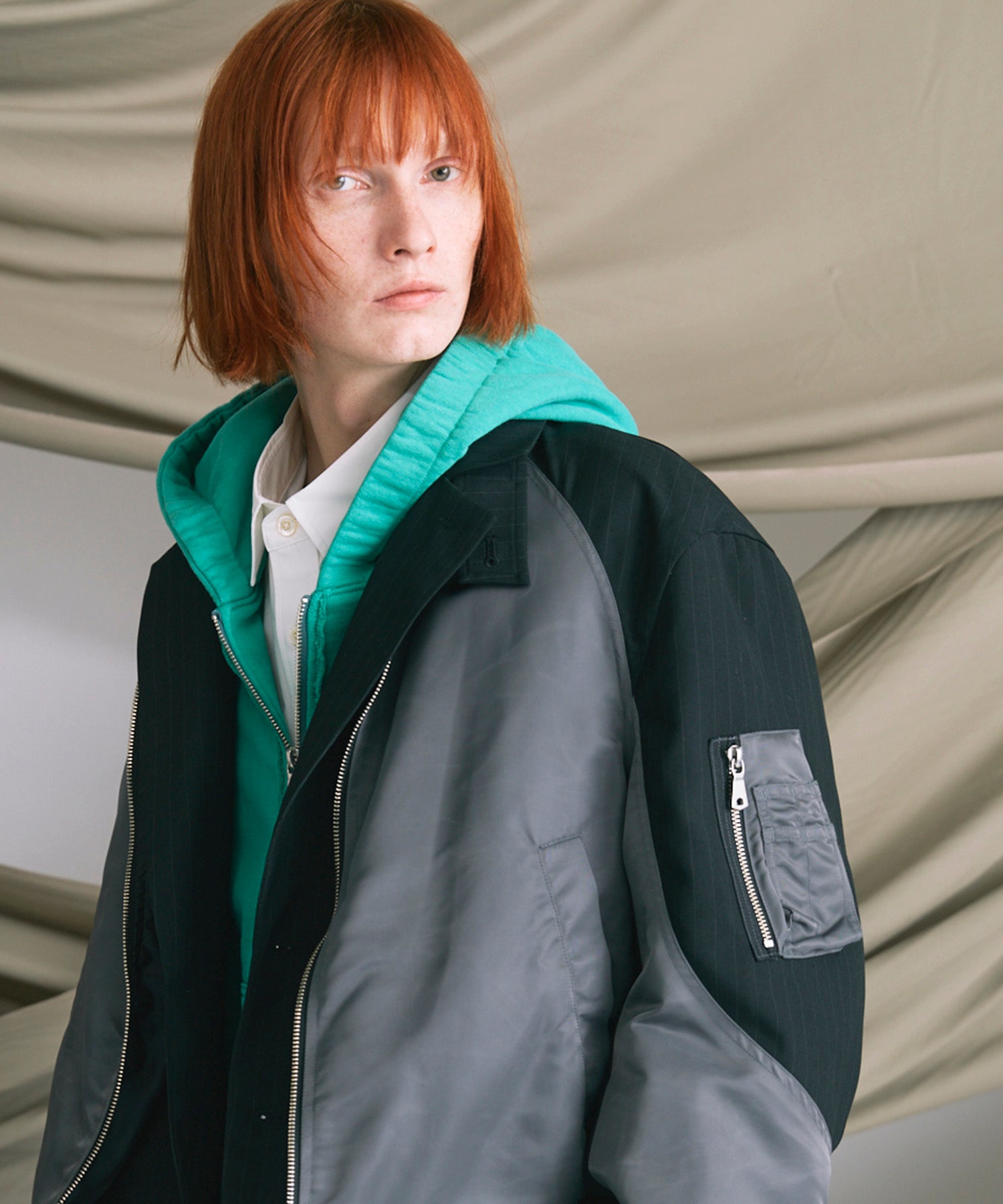 4 Colors Chambray Washable Wool Peaked Lapel Double Breasted Jacket