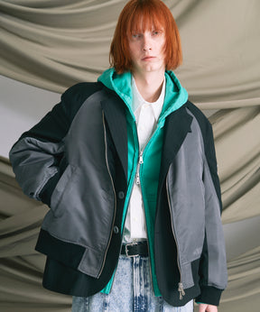 4 Colors Chambray Washable Wool Peaked Lapel Double Breasted Jacket