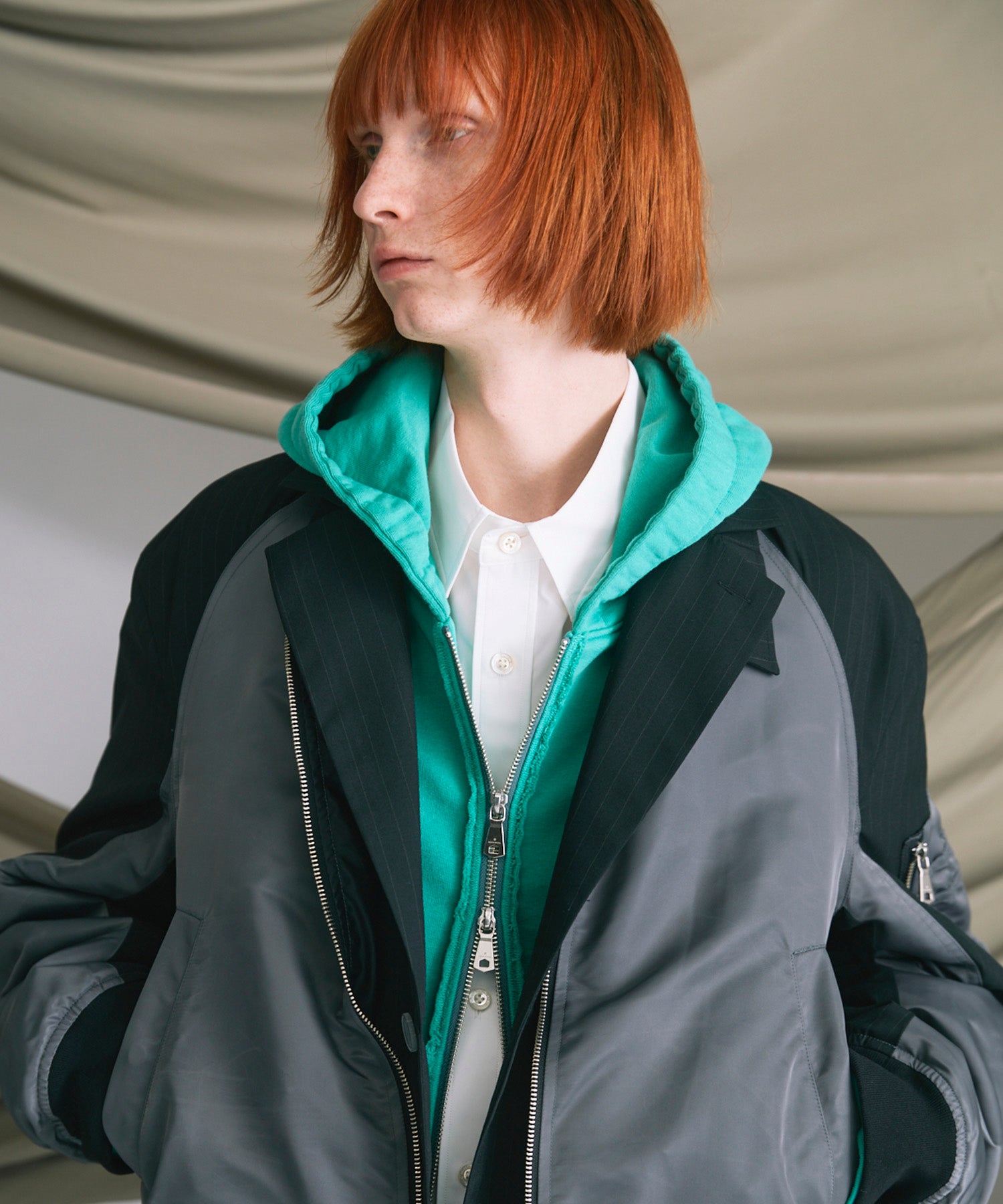 4 Colors Chambray Washable Wool Peaked Lapel Double Breasted Jacket