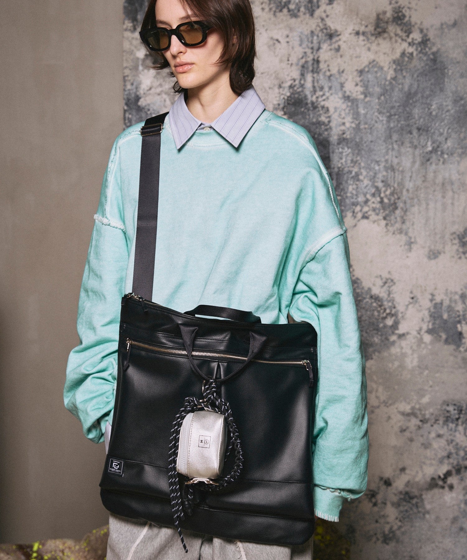 Aluminum Bonded Leather Shoulder Bag