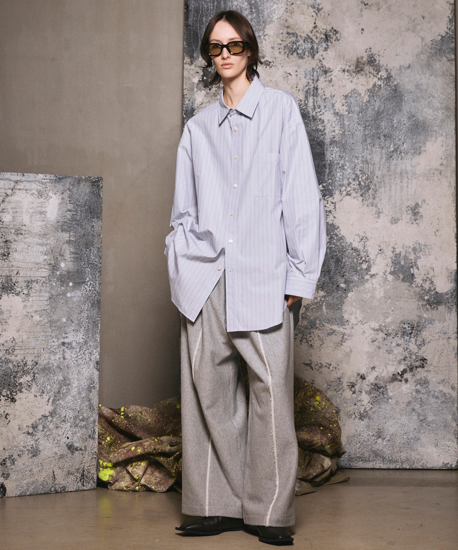 4 색 샹 브레이 세탁 가능한 양모 피크 라펠 더블 가슴 재킷