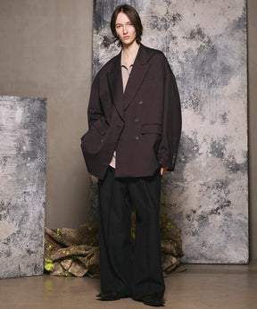 Wool Mix Smooth Prime-Over Peaked Lapel Double Tailored Jacket