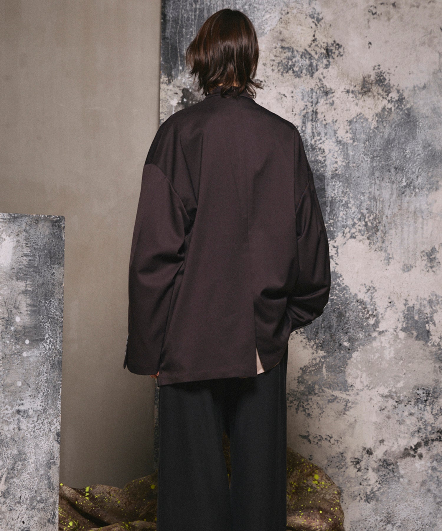 Wool Mix Smooth Prime-Over Peaked Lapel Double Tailored Jacket