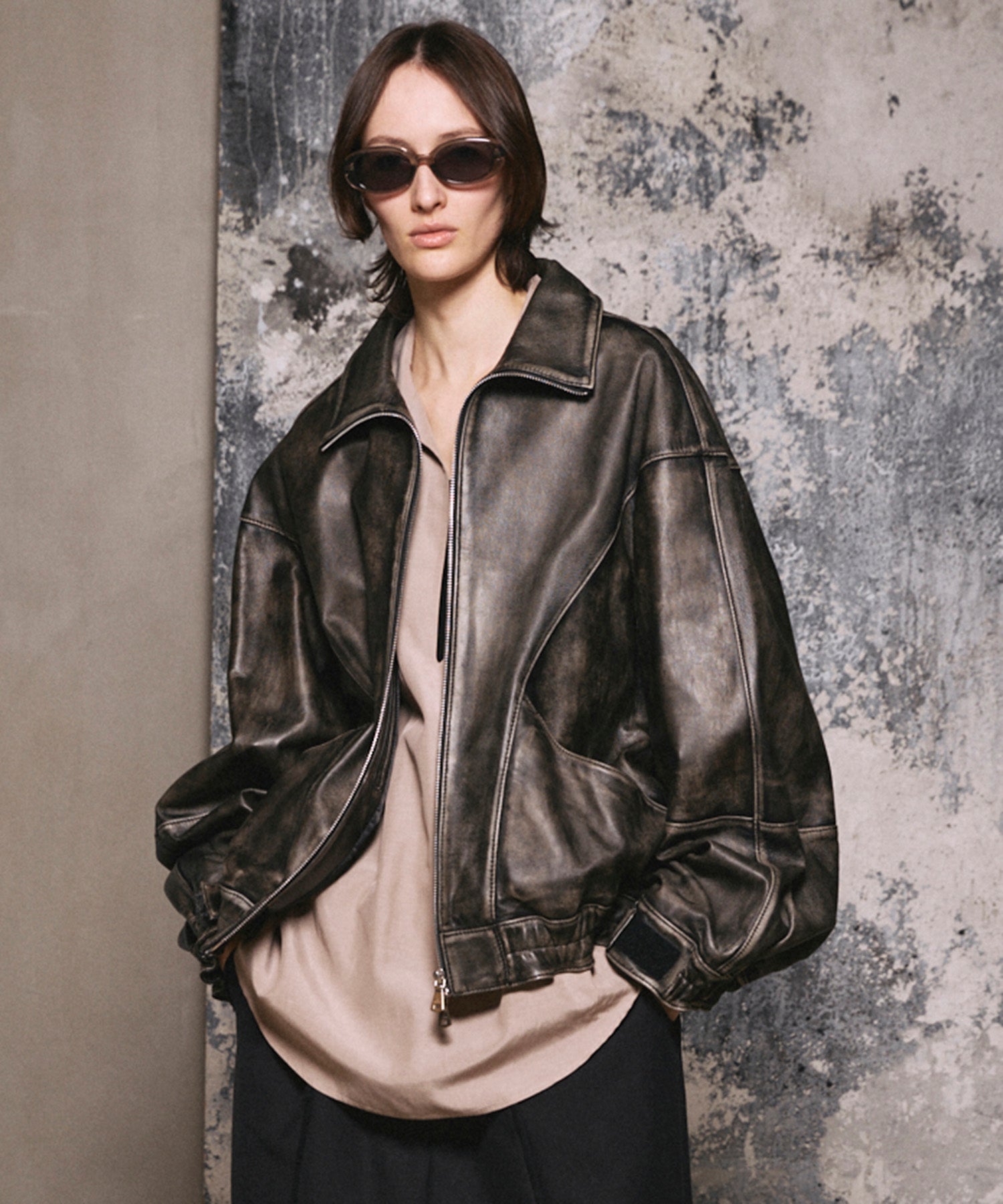 定価以下Carven |Stand collar leather blouson オンライン ショッピング 通販ファッション - 定価以下Carven |Stand