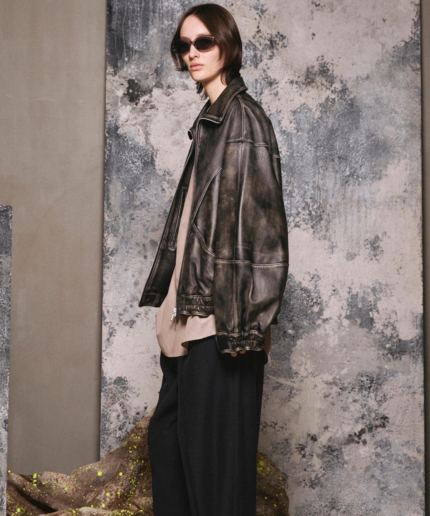 [25AW 사전 주문] 양 가죽 스탠드 칼라 블루슨