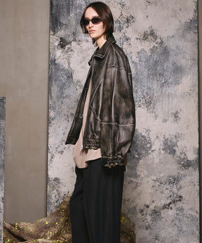 [25AW 사전 주문] 양 가죽 스탠드 칼라 블루슨