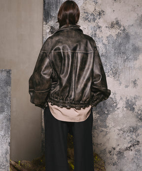 [25AW 사전 주문] 양 가죽 스탠드 칼라 블루슨