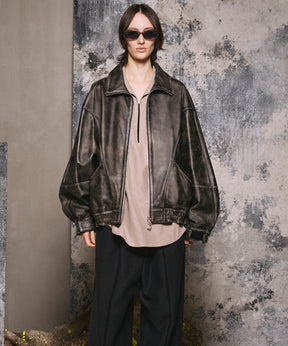 [25AW 사전 주문] 양 가죽 스탠드 칼라 블루슨